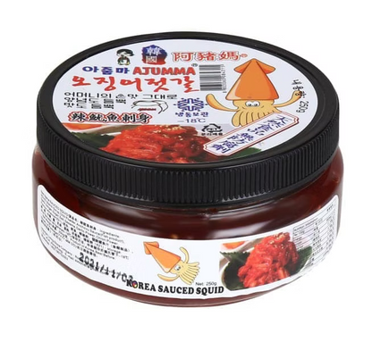 阿豬媽正宗韓國辣魷魚刺身 (250g) ｜ 韓式秘製酸甜微辣、魷魚刺身爽脆Q彈、解凍即食下酒菜首選（嚴選進口優質海鮮、韓式拌飯/居酒屋涼菜必備、輕鬆還原韓國地道風味）
