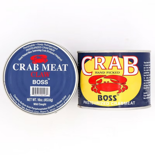 印尼BOSS罐裝蟹鉗肉 (CLAW/16oz) ｜ 嚴選純蟹鉗肉、肉質結實彈牙鮮甜、高級海鮮料理首選（進口優質罐頭海鮮、炒飯/蟹肉粥/義大利麵必備、輕鬆還原餐廳級美味）