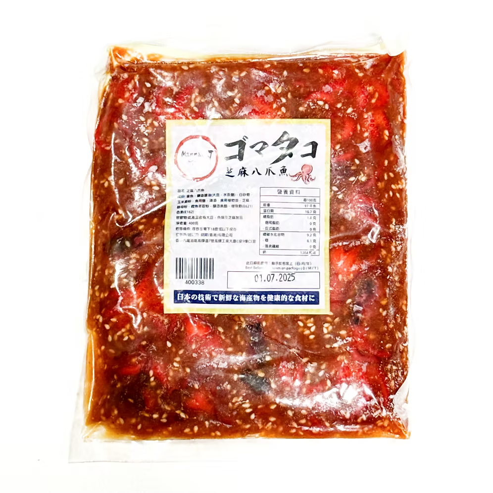 MannaJ 芝麻八爪魚 (400g) ｜ 鮮嫩爽脆、醬香入味、口感豐富（極速備餐/涼拌首選、家庭必備開胃菜、高品質即食選品）