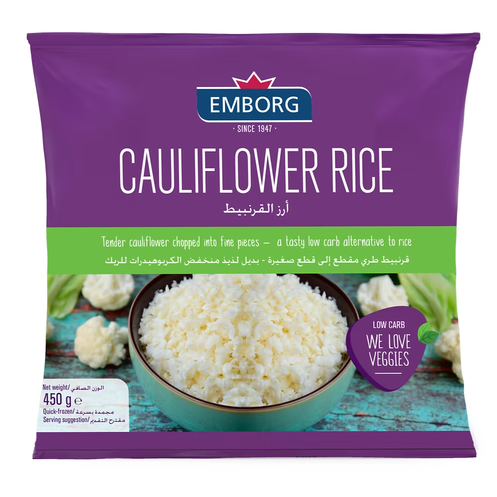 丹麥 Emborg 紫堡牌椰菜花飯 (450g) ｜ 低卡低碳水、生酮友善、健身減脂必備（替代米飯、極速備餐、口感清爽、健康無負擔）